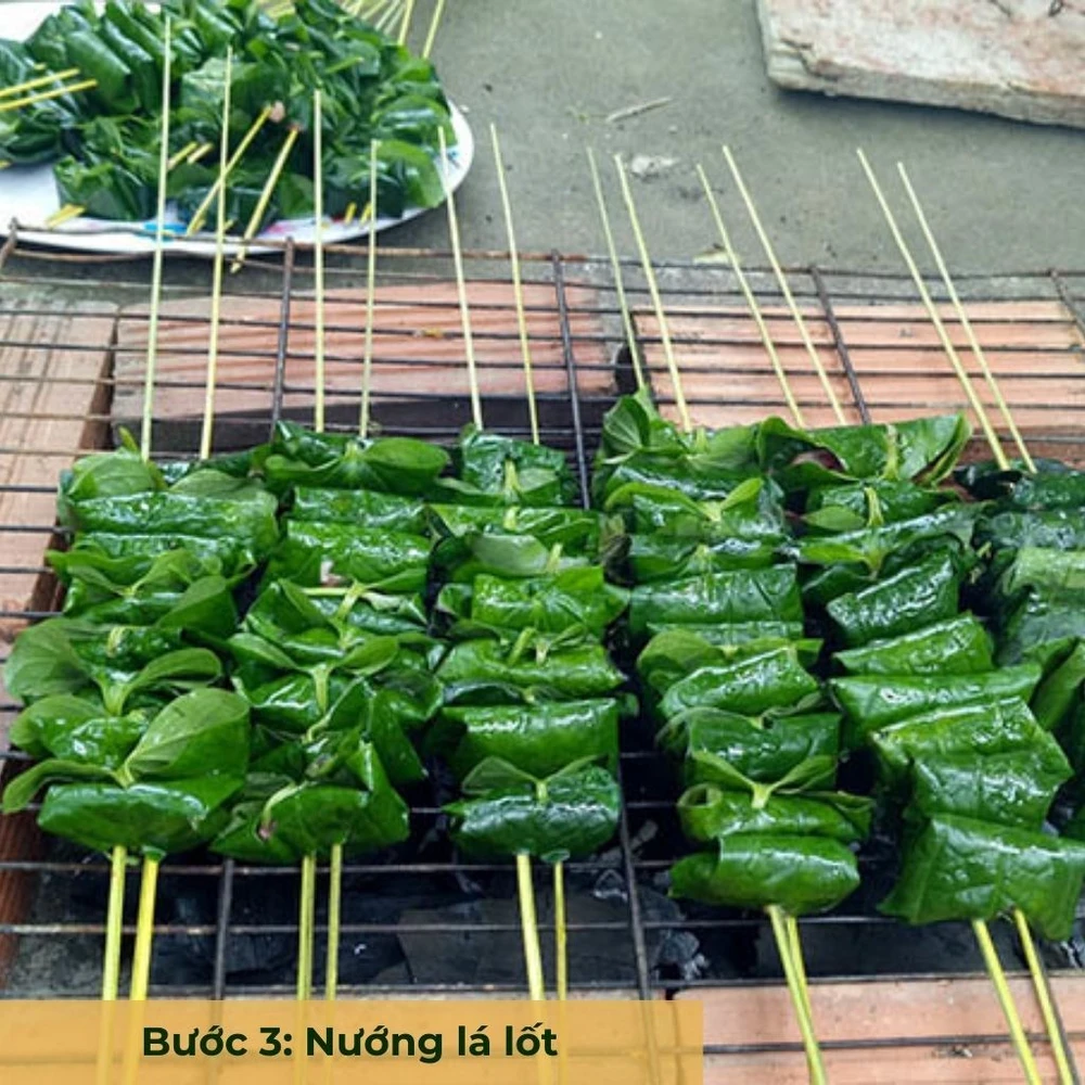 bước 3 nướng bò lá lốt