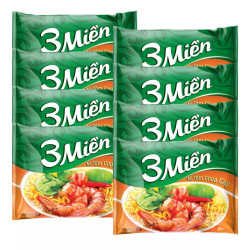 Combo 8 gói mì tôm chua cay 3 Miền gói 65g x 8
