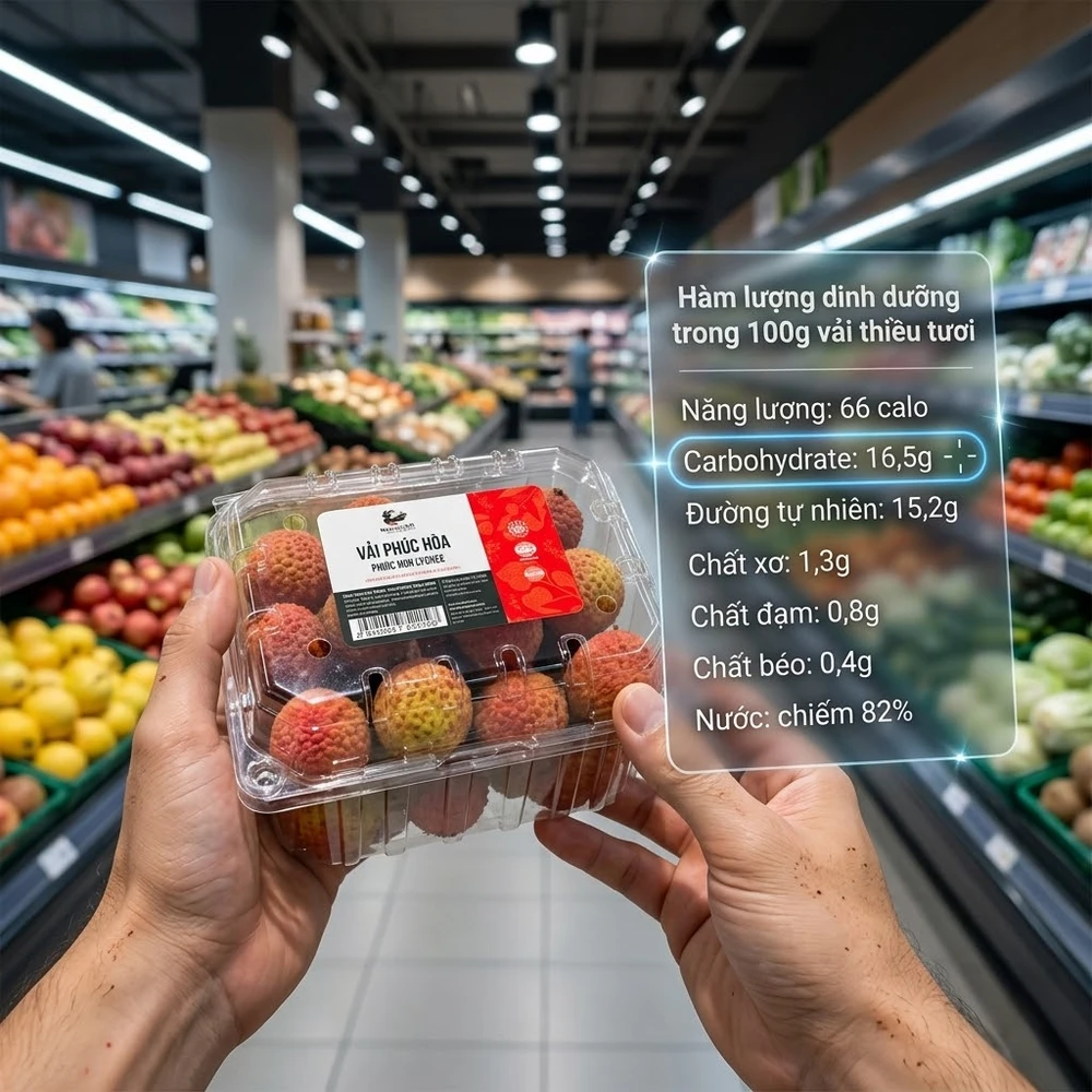 Hàm lượng giá trị dinh dưỡng có trong 100g vải thiều tươi.