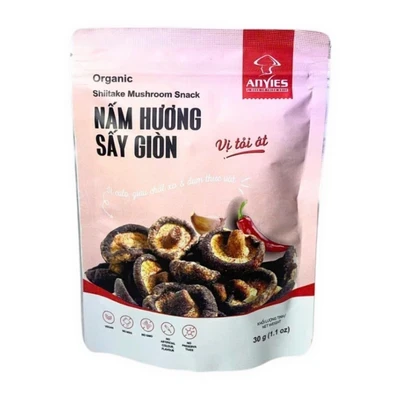 Nấm hương sấy giòn vị tỏi ớt Anvies gói 30g