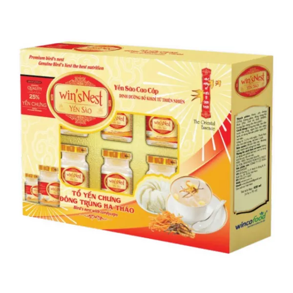 Tổ yến chưng đông trùng hạ thảo hộp quà Win's Nest 6 hũ x 70ml