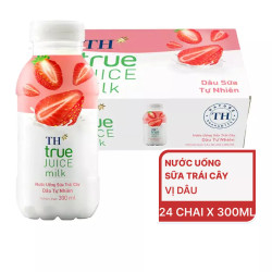 Thùng nước uống sữa trái cây TH True Juice Milk dâu 300ml (24 Chai)