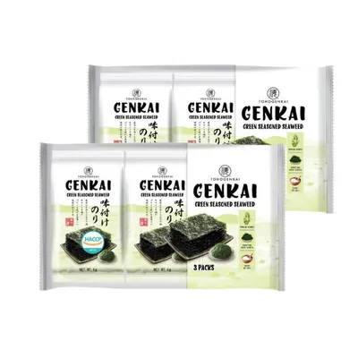 Combo 2 lốc rong biển Genkai ăn liền lá xanh 12g