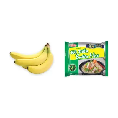 Combo Chuối già giống Nam Mỹ nhánh 1.1Kg (1 nhánh) + Hủ tiếu sườn heo Nhịp Sống Acecook gói 70g