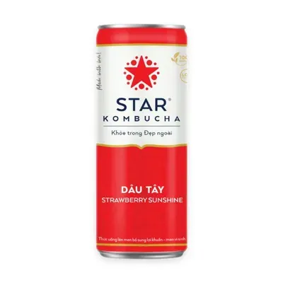 Trà lên men bổ sung lợi khuẩn vị dâu tây Star Kombucha lon 250ml