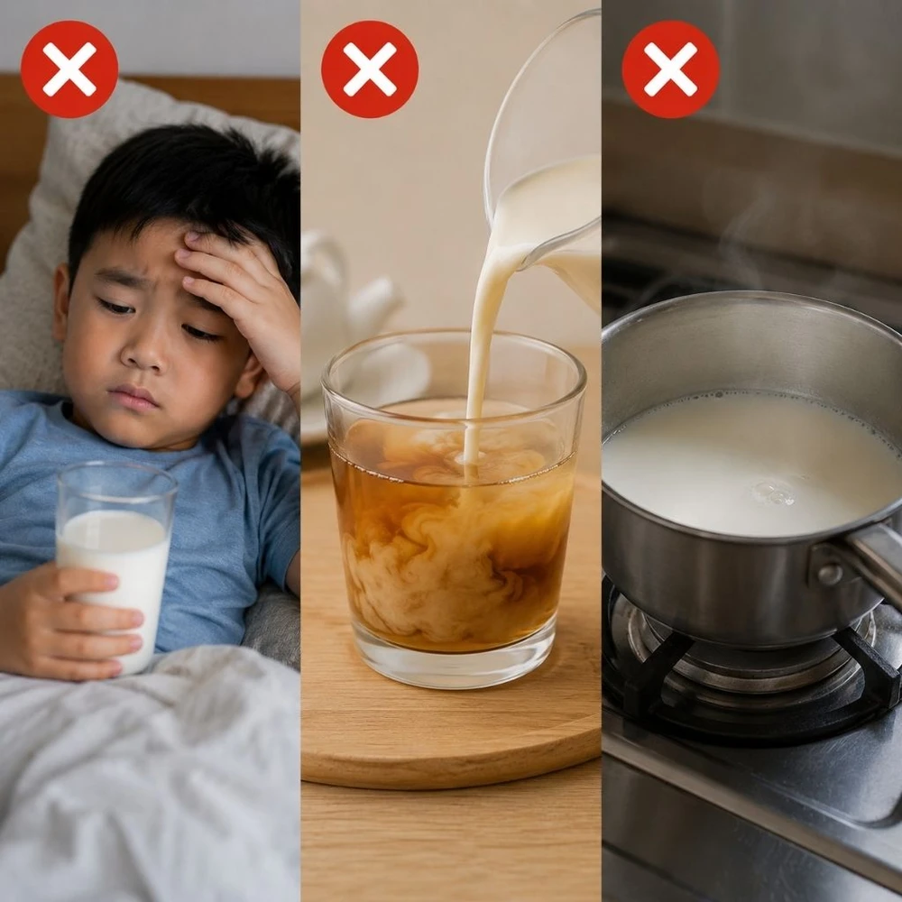 Những sai lầm phổ biến khi cho học sinh uống sữa khiến giảm hấp thu dinh dưỡng. (Ảnh được tạo bởi AI)