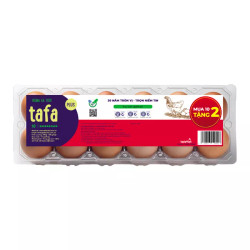 TAFA - TRỨNG GÀ SẠCH TAFA PLUS HỘP NHỰA 54G-60G (HỘP 10 + 2 QUẢ)
