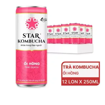 Thùng 12 lon trà lên men bổ sung lợi khuẩn Star Kombucha vị ổi hồng 250ml