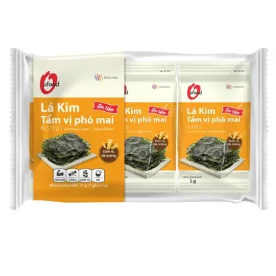 Lốc 3 gói rong biển ăn liền O'Food tẩm vị phô mai 5g