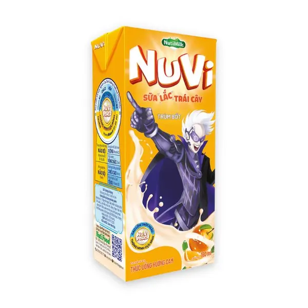 Thức uống hương cam sữa lắc trái cây Nuvi hộp 180ml