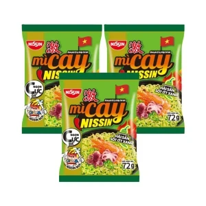 Combo 3 gói mì xào cay hải sản muối ớt xanh Nissin gói 72g