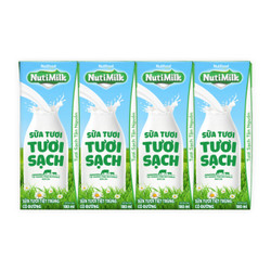 Lốc sữa tươi tươi sạch có đường Nutimilk hộp 180ml (4 Hộp)