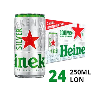 Thùng 24 lon bia Silver Cool Pack Heineken 250ml