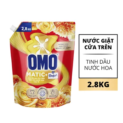 Nước giặt Comfort tinh dầu nước hoa tinh tế cửa trên Omo túi 2.8kg