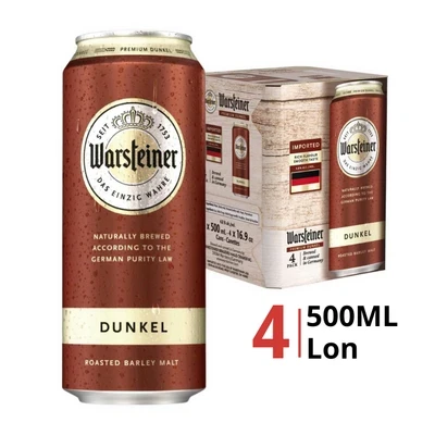 Lốc 4 lon bia Premium Dunkel 4.8% Warsteiner 500ml