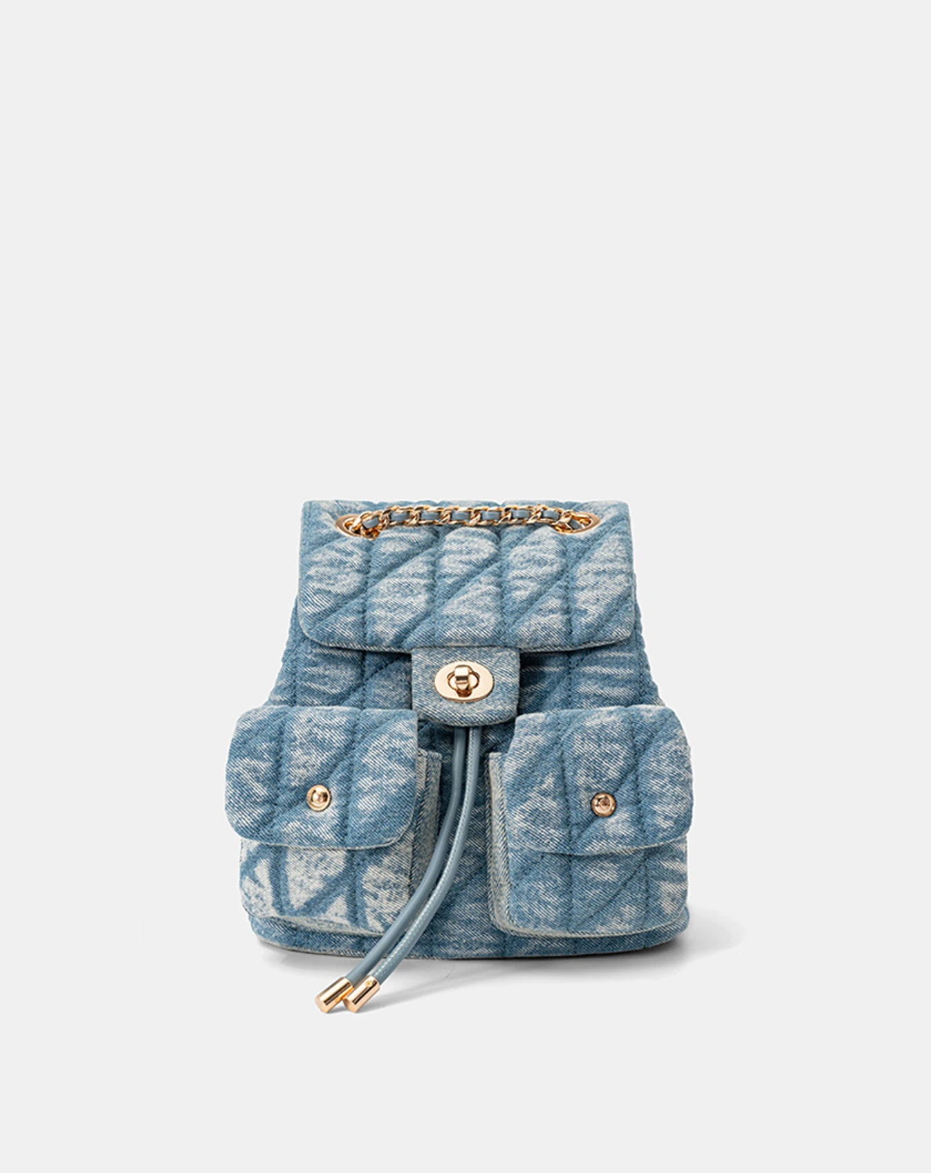 Balo Denim Nắp Gập Chần Bông - Image 1