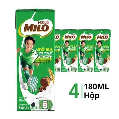 Lốc 4 hộp giấy sữa nước Milo 180ml