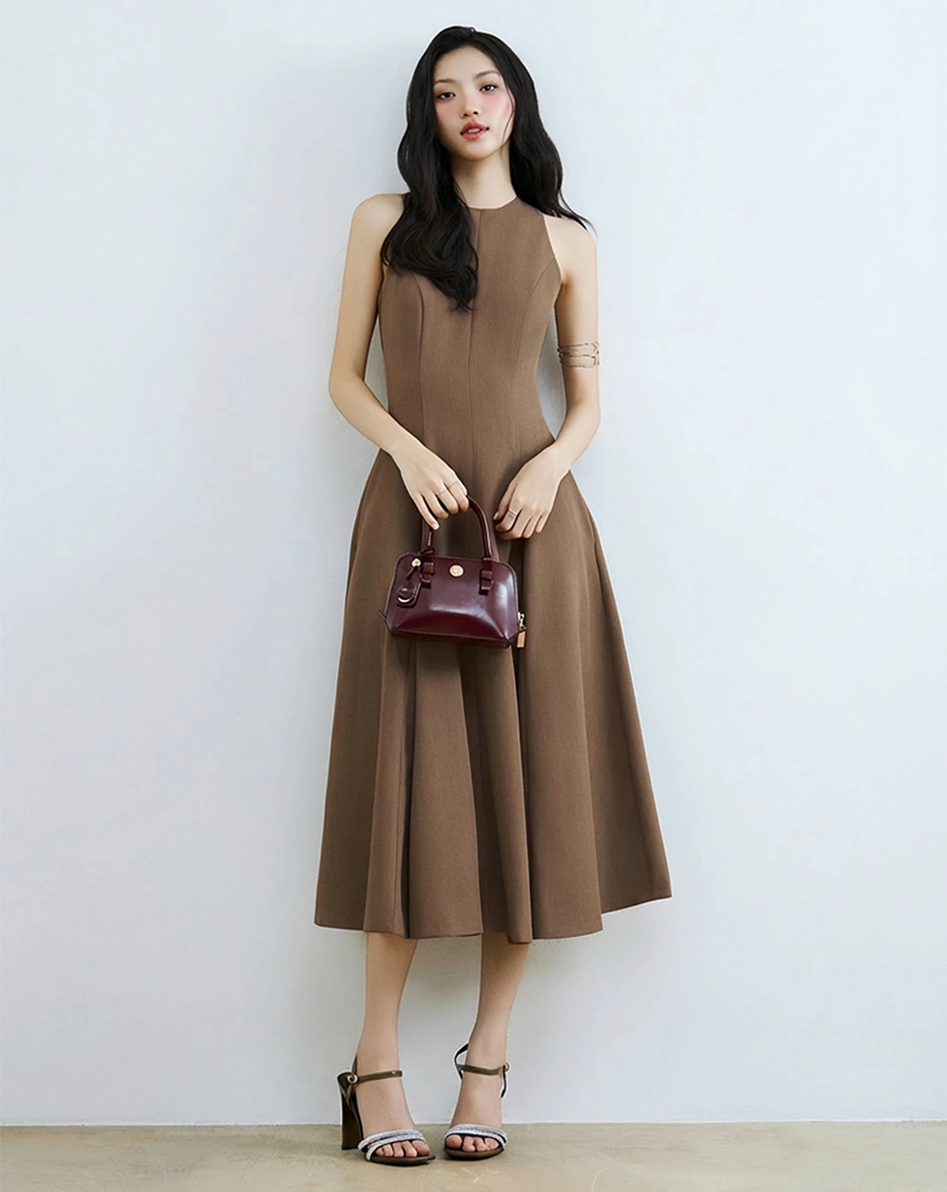 Giày Sandal Cao Gót Phối Hai Quai Đá Trang Trí - Image 3