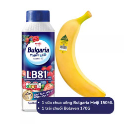 Combo chuối Bolaven & sữa chua uống vị quả mọng Bulgaria Meiji 150ML (1 combo)