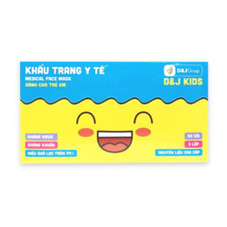 Khẩu trang y tế trẻ em 3 lớp D&J hộp 50 cái