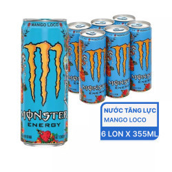 Lốc nước tăng lực Mango Loco Monster 355ml (6 Lon)