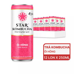 Trà lên men bổ sung lợi khuẩn vị ổi hồng Star Kombucha lon 250ml (12 Lon)