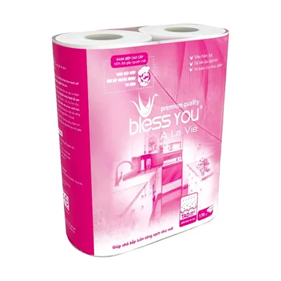 Lốc 2 cuộn khăn giấy bếp À La Vie Bless You 2 lớp