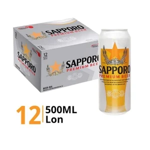 Thùng 12 lon bia Sapporo Premium 5% 500ml