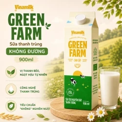 Sữa thanh trùng không đường Green Farm Vinamilk hộp 900ml