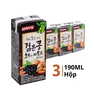 Lốc 3 hộp sữa đậu đen óc chó hạnh nhân Sahmyook 190ml