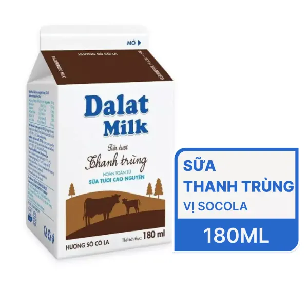 Sữa tươi thanh trùng socola Đà Lạt Milk hộp 180ml