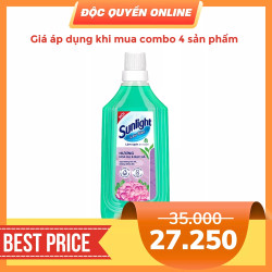 Nước lau sàn tinh dầu thảo mộc hoa hạ bạc hà Sunlight chai 1kg (1 Chai)