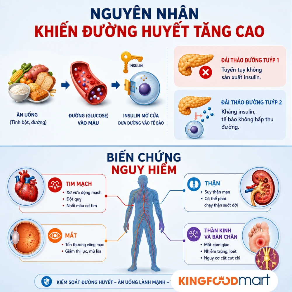 Nguyên nhân khiến đường huyết tăng cao và biến chứng nguy hiểm