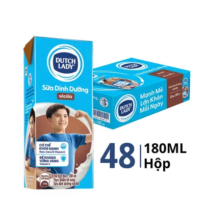 Thùng 48 hộp sữa tươi tiệt trùng Dutch Lady vị socola 180ml
