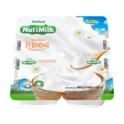 Lốc 4 hộp sữa chua ăn Nutimilk ít đường 100g