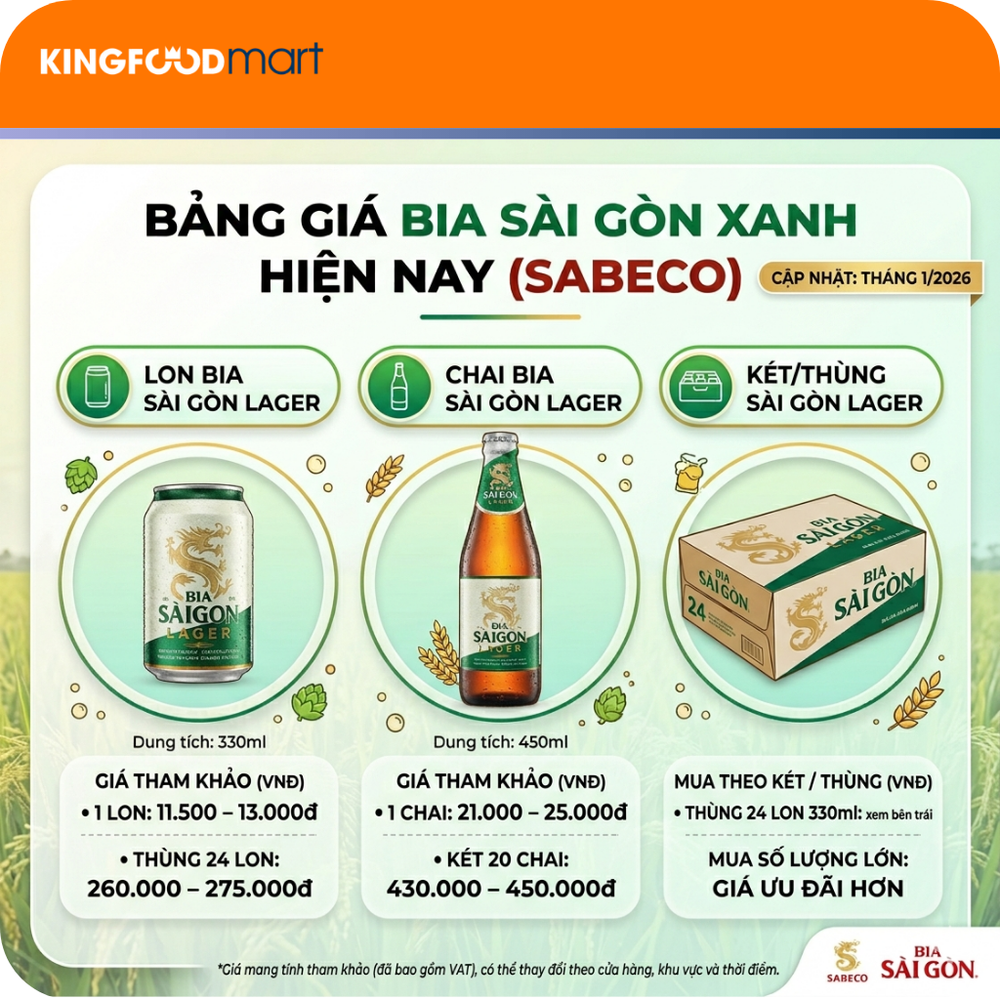 giá bia sài gòn xanh