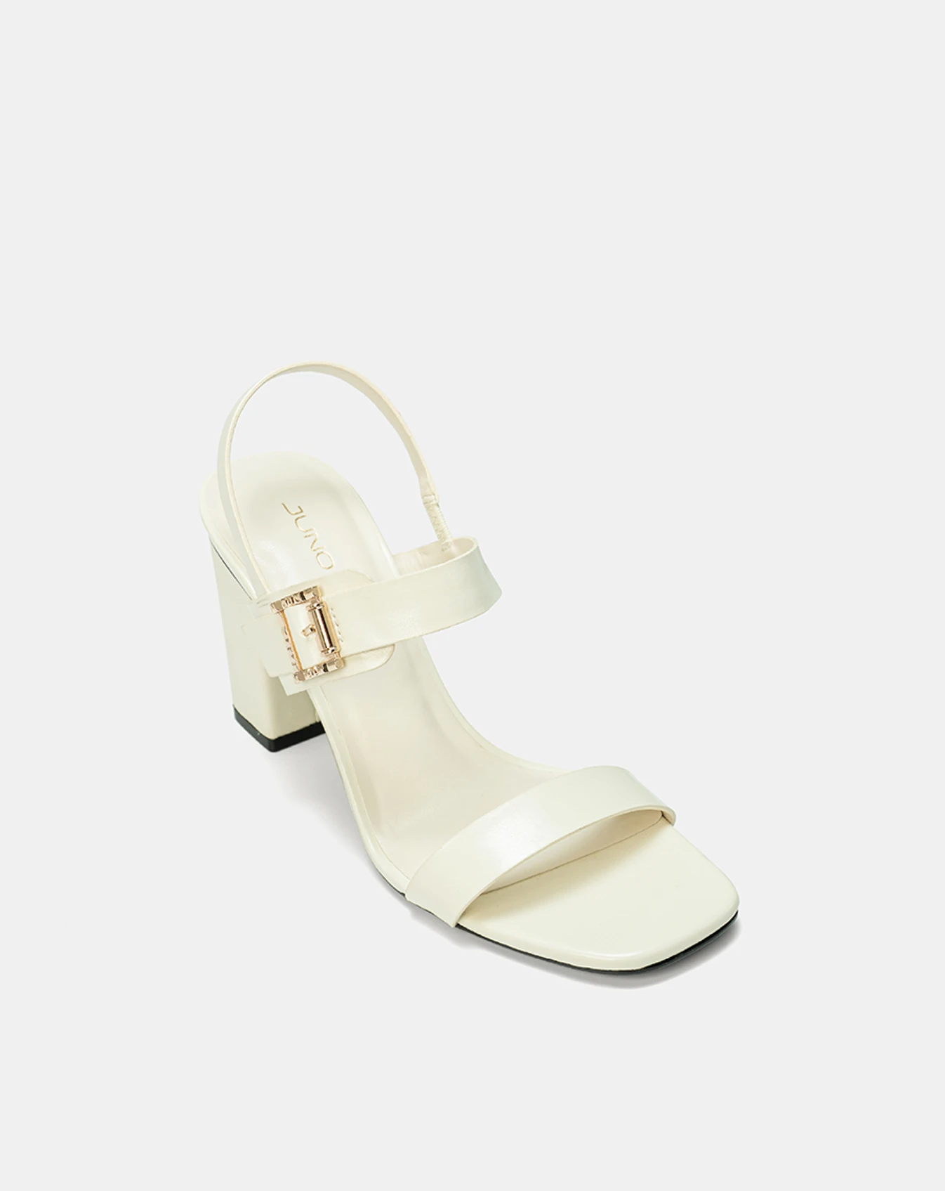 Giày Sandal Gót Vuông Quai Ngang Phối Khóa Trang Trí - Image 6