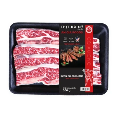 Sườn bò Mỹ có xương An Gia (short rib) khay 300g