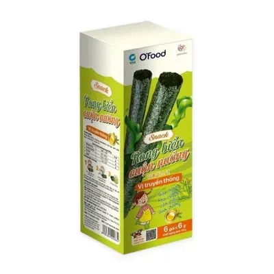 Snack rong biển cuộn nướng vị truyền thống Ofood hộp 6 gói x 6g