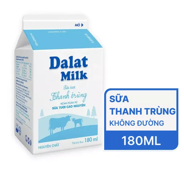 Sữa tươi thanh trùng Đà Lạt Milk hộp 180ml