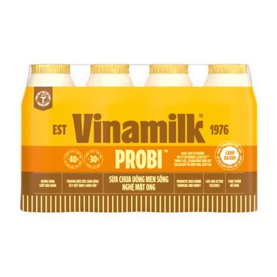 Lốc 4 chai sữa chua uống Vinamilk Probi nghệ mật ong 130ml