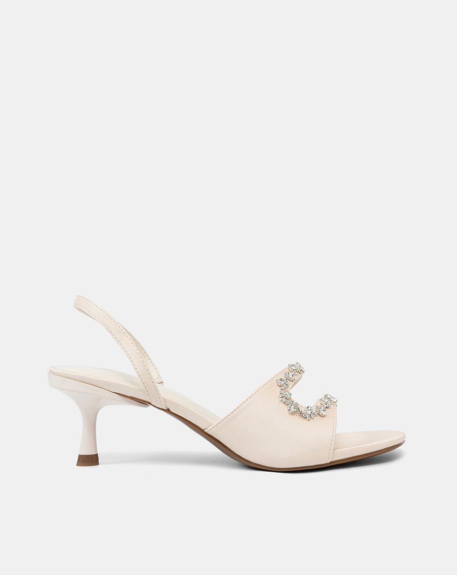 Giày Sandal Cao Gót Quai Cách Điệu Đính Dây Đá