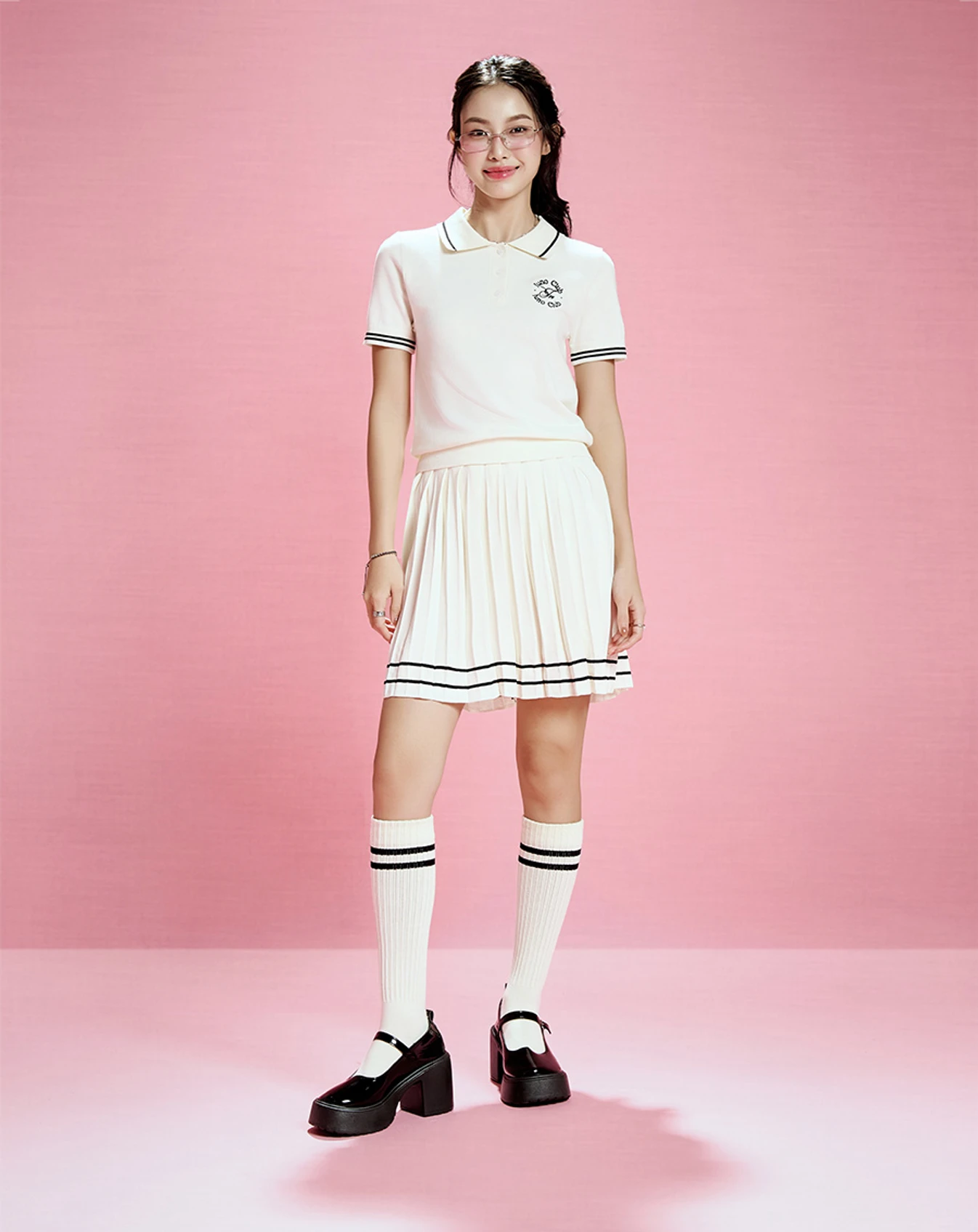 Áo dệt kim cổ polo thêu chữ - Image 2