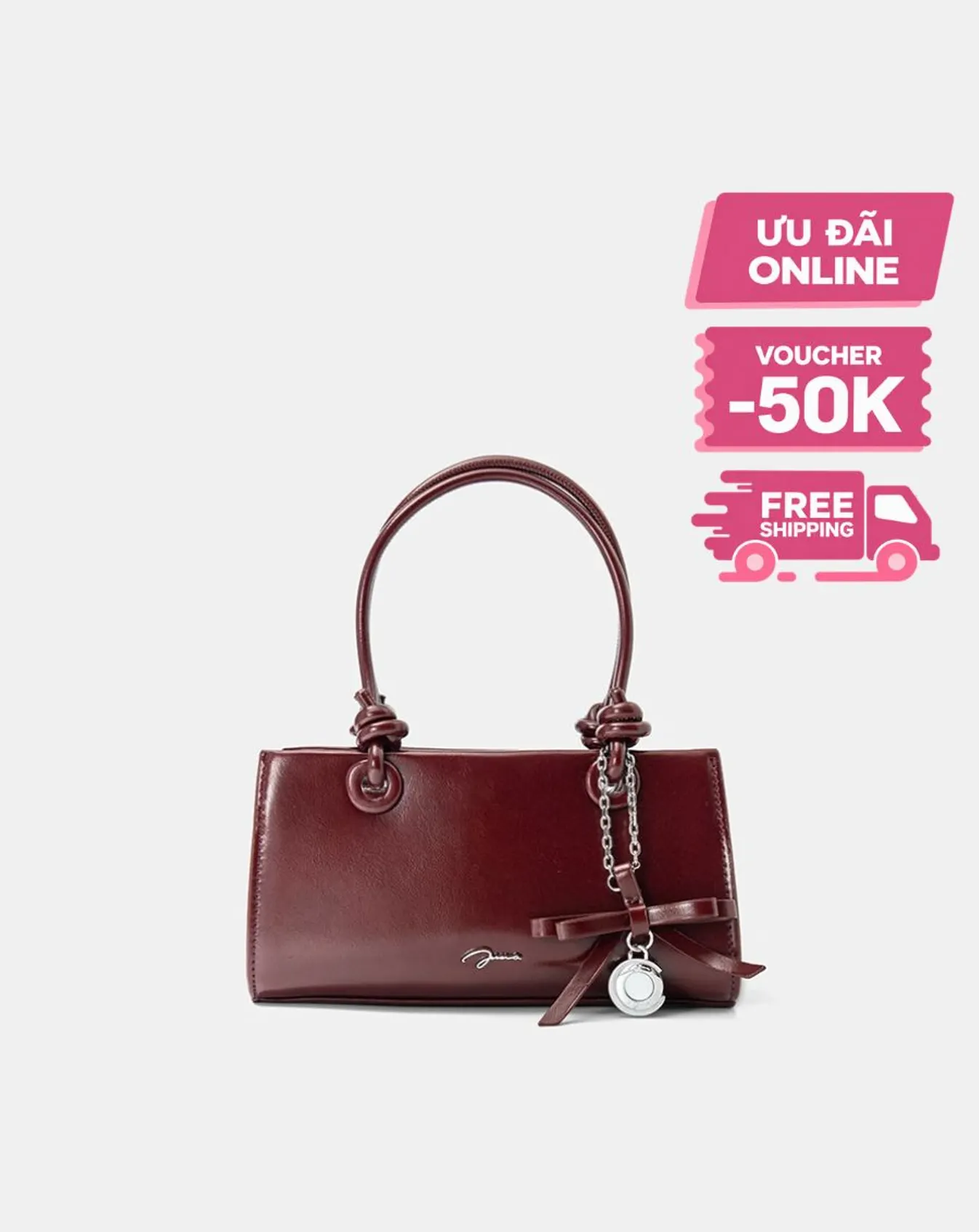 Túi Xách Nhỏ Top Handle Phối Charm Nơ - Image 2
