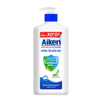 Nước rửa tay dưỡng ẩm mềm mịn Aiken chai 494g
