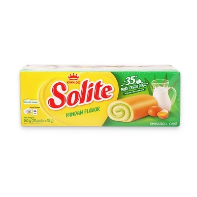 Bánh bông lan cuộn vị dứa Solite hộp 18g x 20 cái