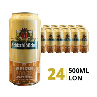 Thùng 24 lon bia Feldschlobchen Weizen Bock craft 7.1% 500ml