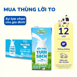 Thùng tươi tươi sạch không đường Nuti hộp 1L (12 Hộp)