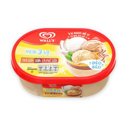 Kem hộp 3 vị trà sữa, dừa, cà phê sữa Wall'S hộp 380g
