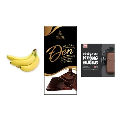 Combo Chuối già giống Nam Mỹ + Socola đen 72% cacao Henk + Sô cô la đen không đường 68% Henk